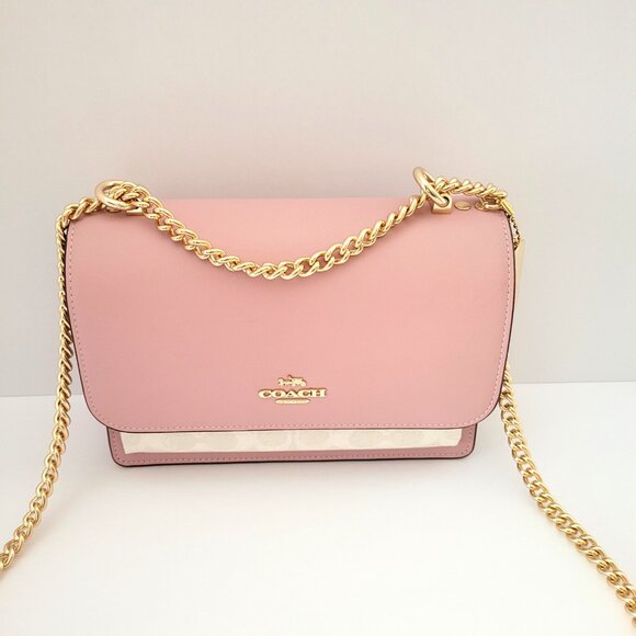 Coach CV978 Signature Klare Crossbody Leather Handbag Chalk Carnation - Picture 2 of 8